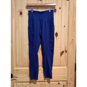 Freely Womens Blue High Waisted Pocket 7/8 Athletic Leggings Size Small RN098223